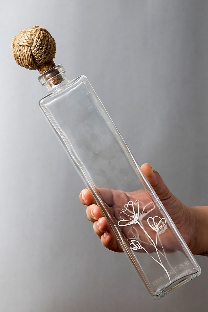 Glass Floral Water Bottles (Set Of 2) by The Table Fable at Pernia's Pop Up Shop