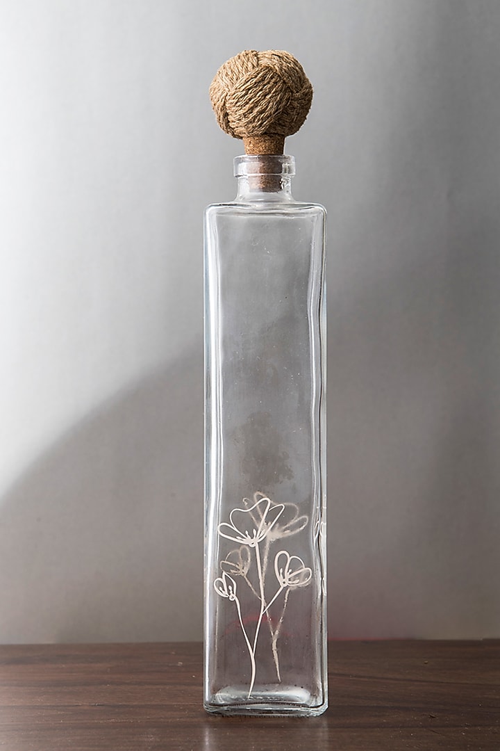 Glass Floral Water Bottles (Set Of 2) by The Table Fable at Pernia's Pop Up Shop