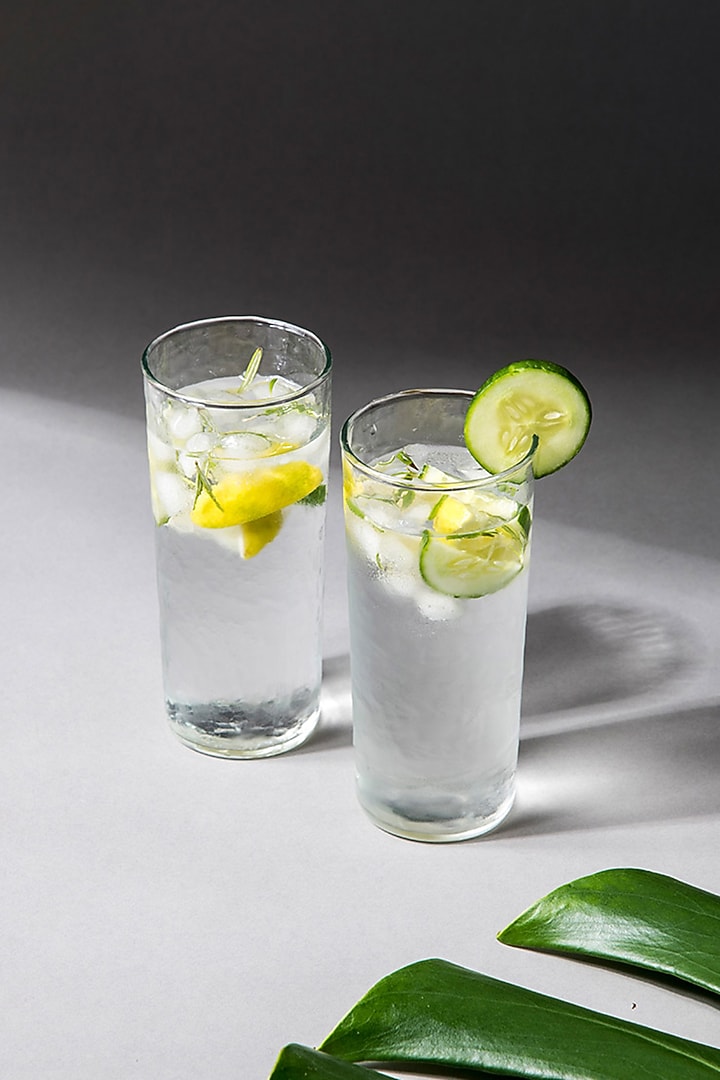 Transparent Hammered Glasses (Set of 6) by The Table Fable at Pernia's Pop Up Shop