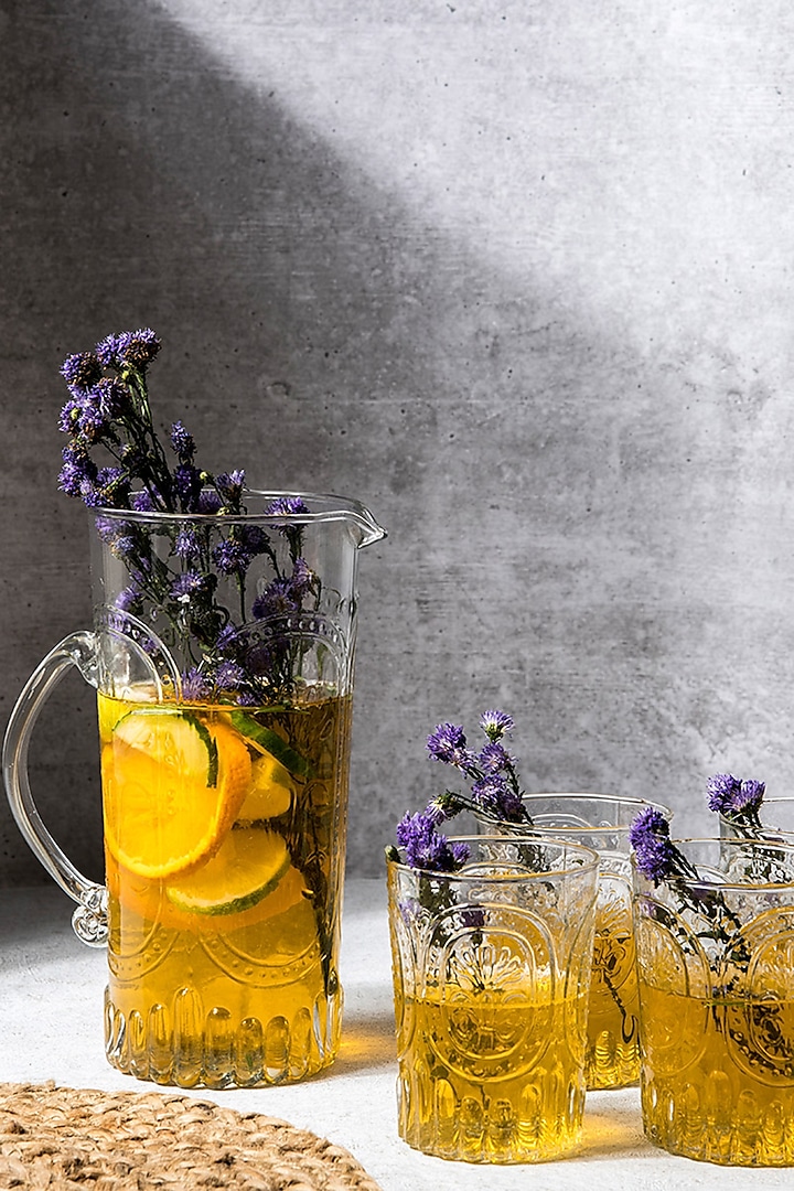 Transparent Glass Verdure Pitcher & Glasses Set by The Table Fable at Pernia's Pop Up Shop