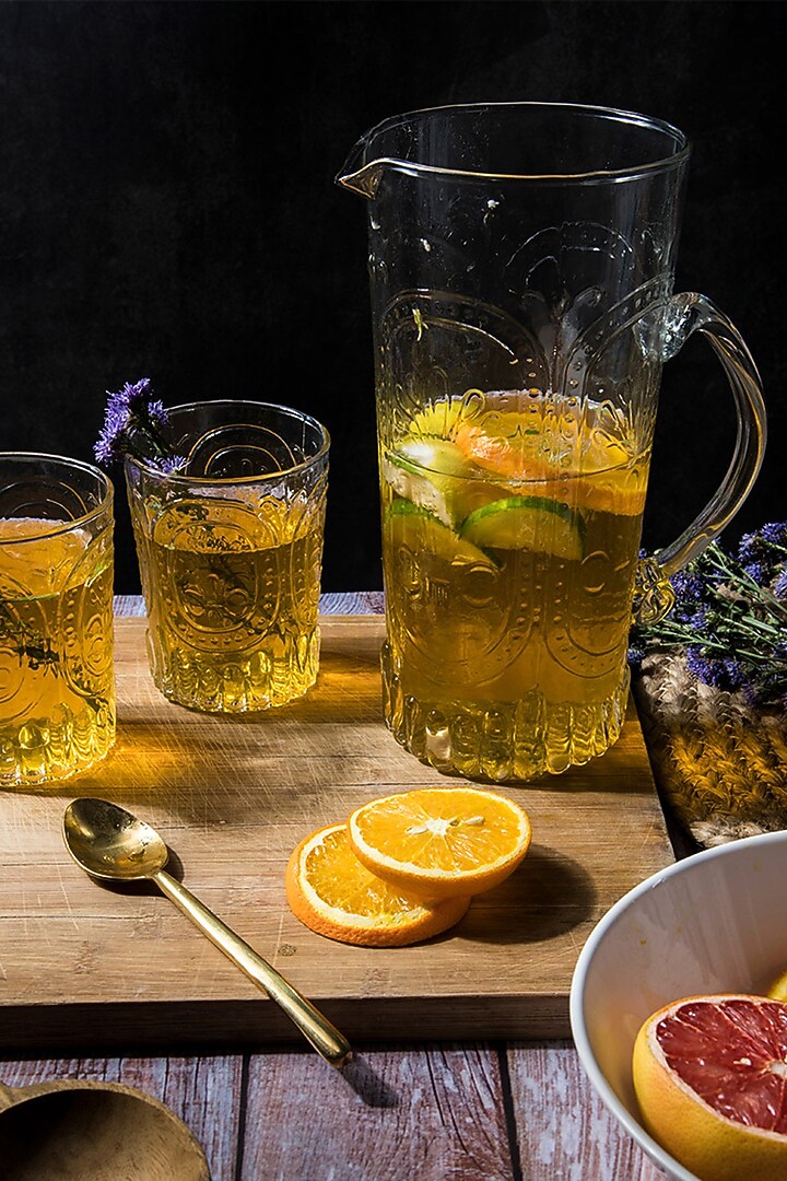 Transparent Glass Verdure Pitcher & Glasses Set by The Table Fable at Pernia's Pop Up Shop