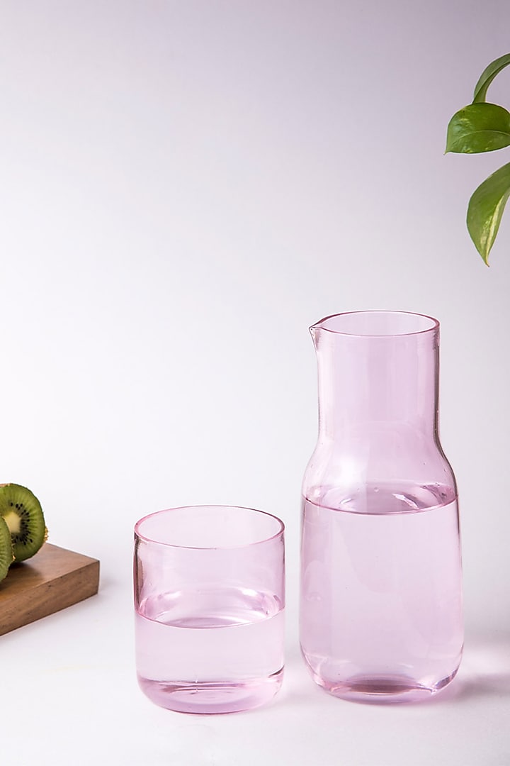 Pink Glass Carafe & Glass (Set of 2) by The Table Fable at Pernia's Pop Up Shop