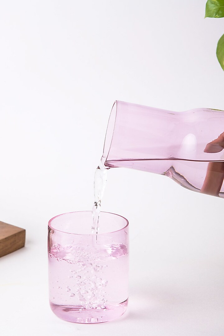 Pink Glass Carafe & Glass (Set of 2) by The Table Fable at Pernia's Pop Up Shop
