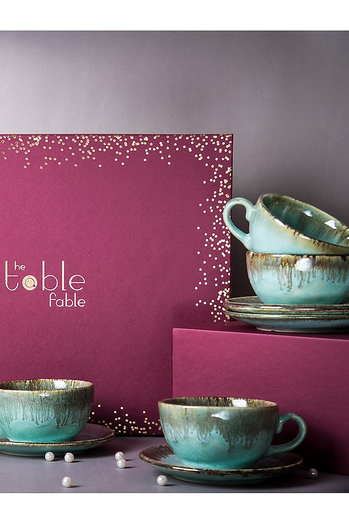Pastel Green Cup & Saucer Gift Box Set by Table Fable at Pernia's Pop Up Shop