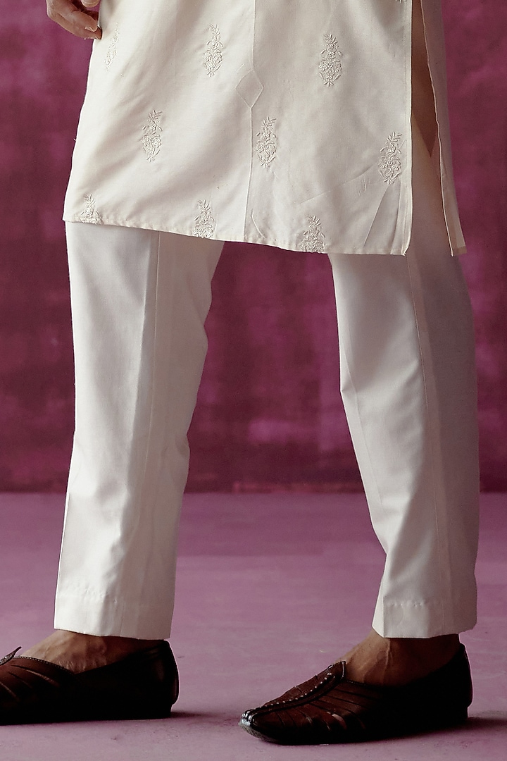 Off-White Cotton Silk Sequins Hand Embroidered Bundi Jacket Set by Pouli Pret Men at Pernia's Pop Up Shop