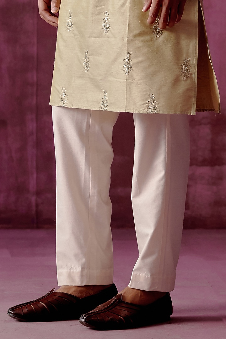 Sage Green Cotton Silk Sequins Hand Embroidered Bundi Jacket Set by Pouli Pret Men at Pernia's Pop Up Shop