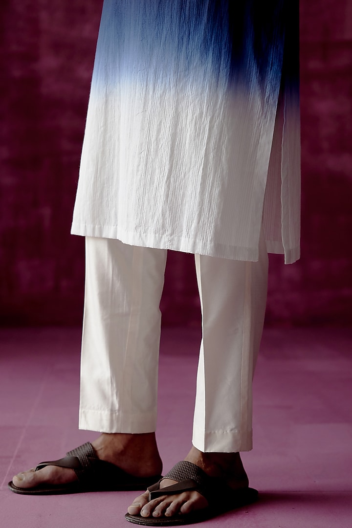 Off-White Cotton Silk Pants by Pouli Pret Men