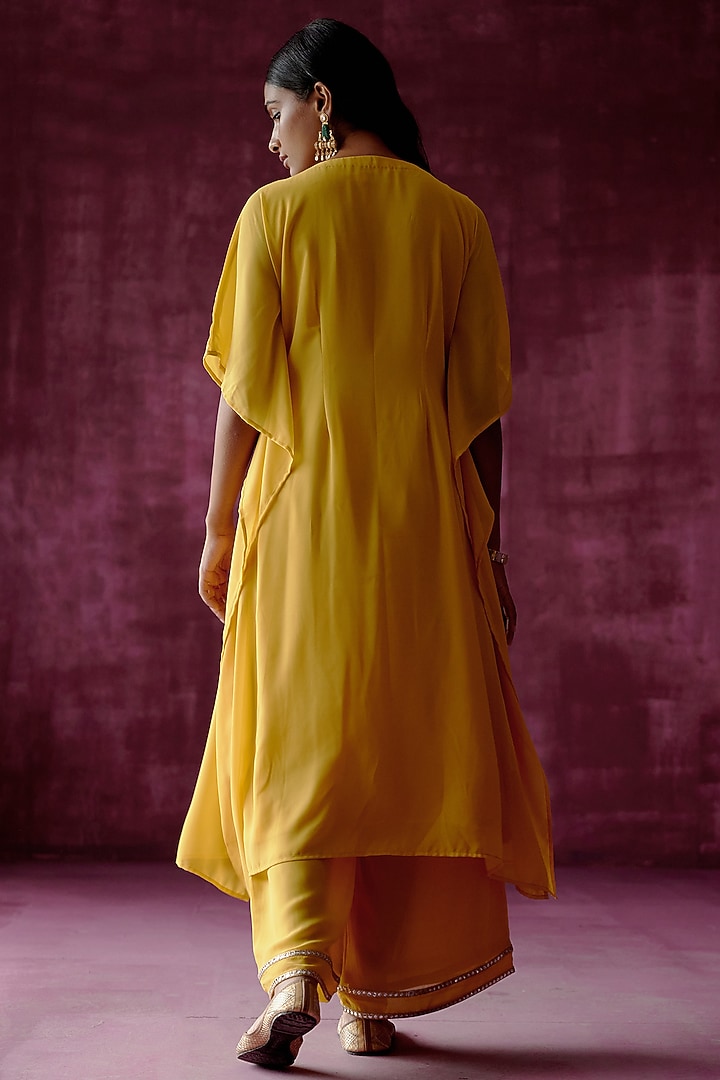 Ochre Yellow Embroidered Kaftan Set by POULI at Pernia's Pop Up Shop