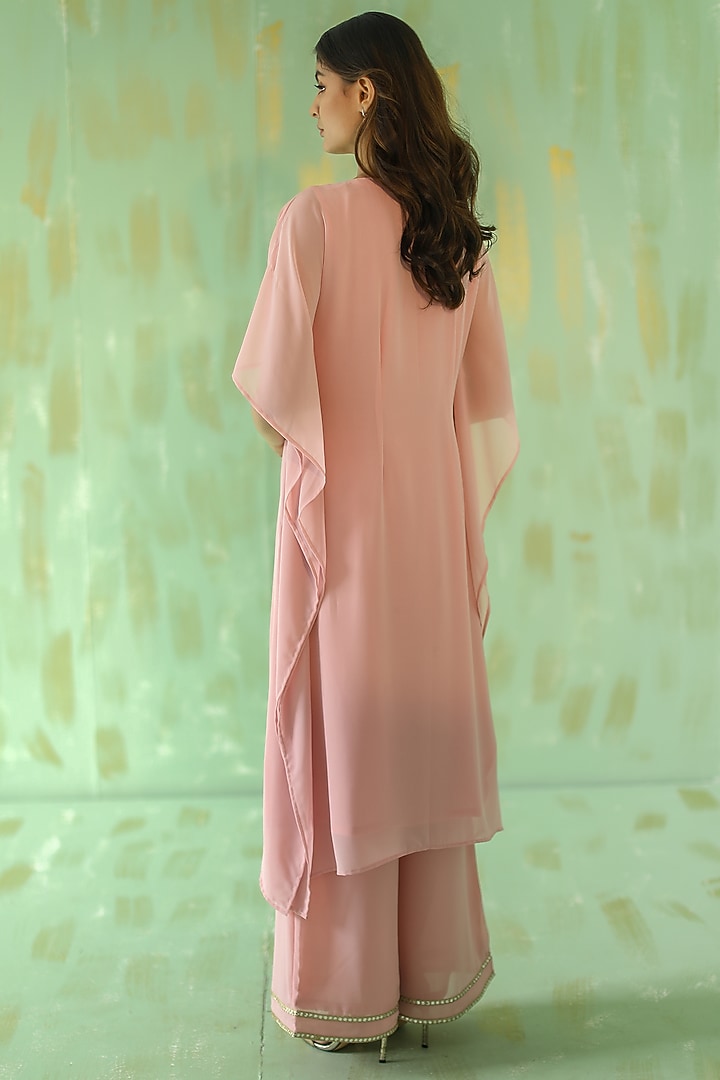 Light Pink Embroidered Kaftan Set by POULI at Pernia's Pop Up Shop