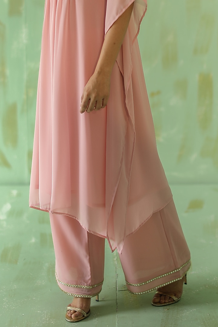 Light Pink Embroidered Kaftan Set by POULI at Pernia's Pop Up Shop