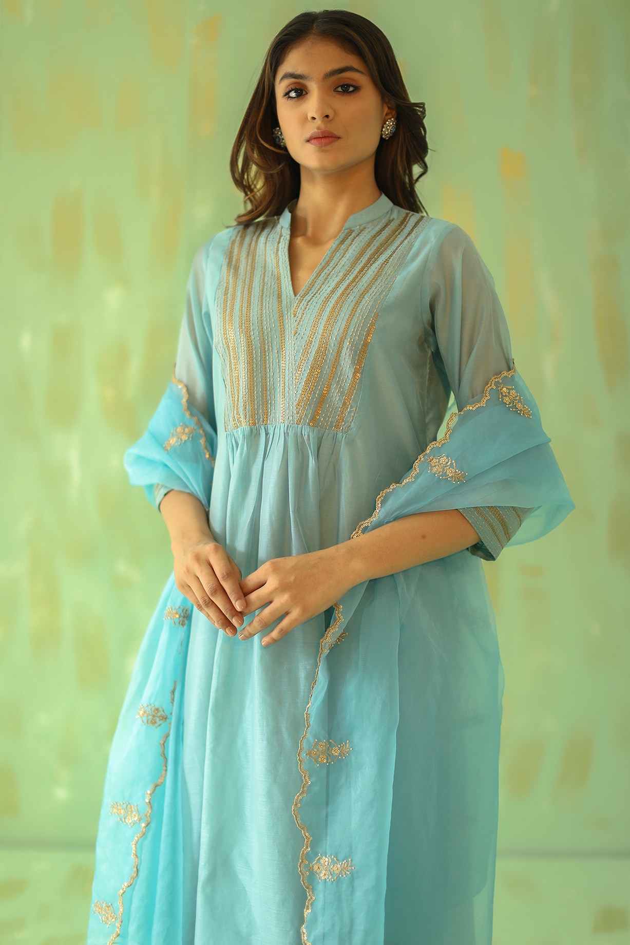 Juanita- Handwoven powder blue kurta set
