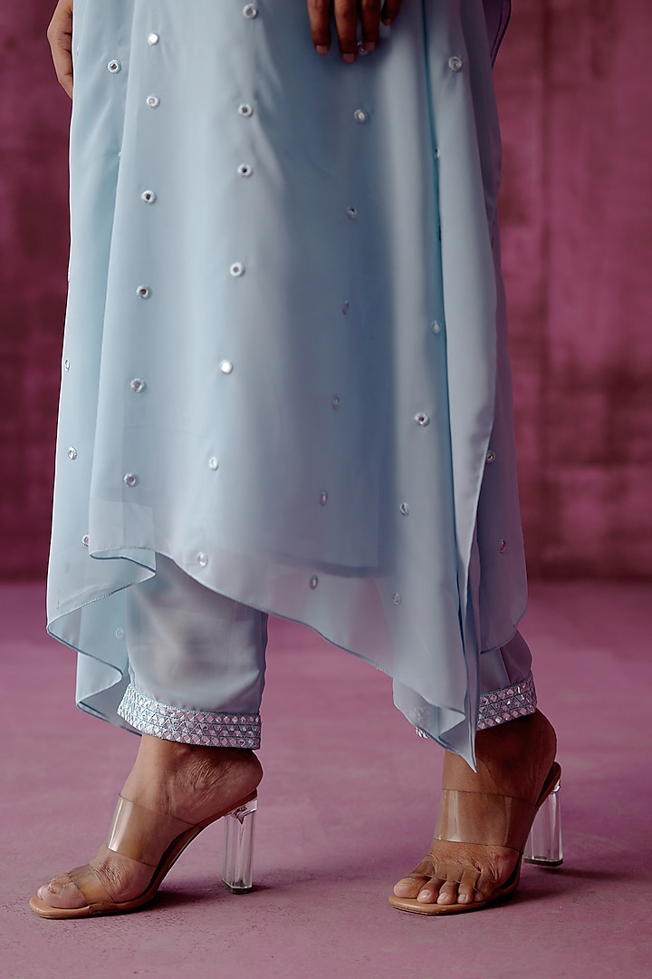 Powder Blue Embroidered Kaftan & Palazzo main image 0