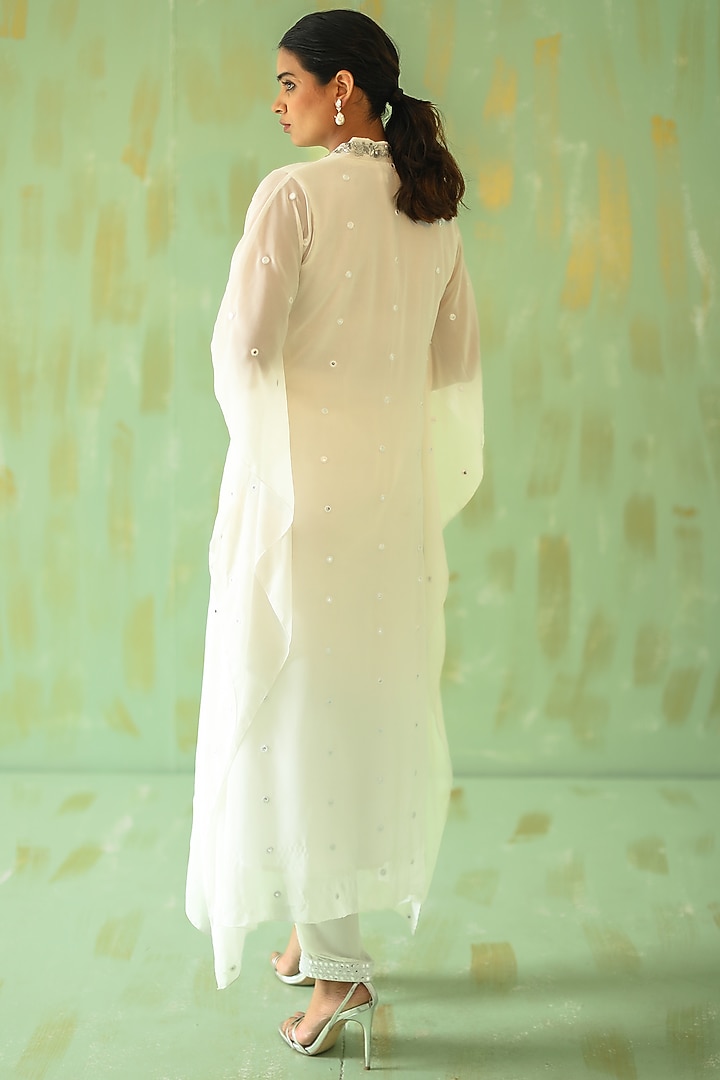 Off-White Embroidered Kaftan Set by POULI at Pernia's Pop Up Shop