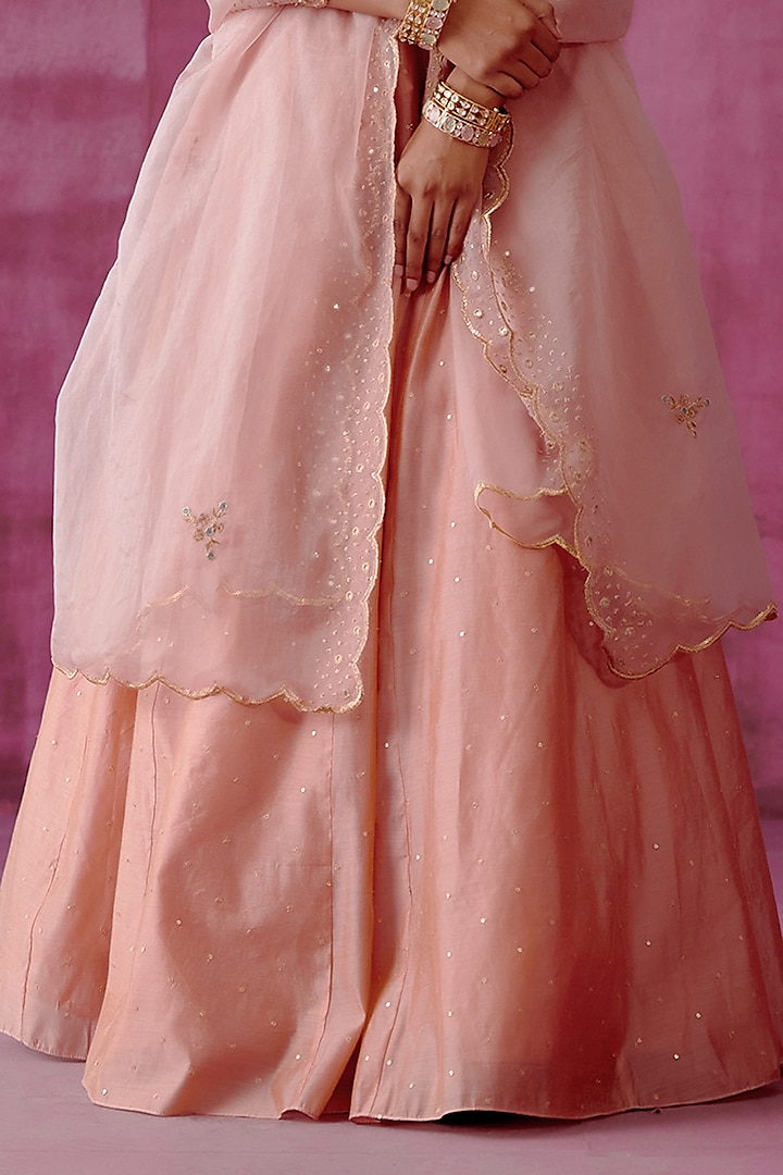 Vintage Pink Embroidered Wedding Lehenga Set by POULI at Pernia's Pop Up Shop