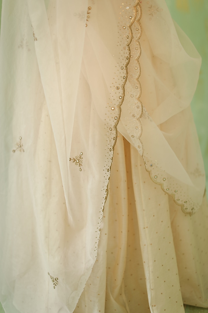 Cream Embroidered Wedding Lehenga Set by POULI at Pernia's Pop Up Shop