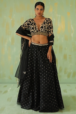 Black Sequin Lehenga Set