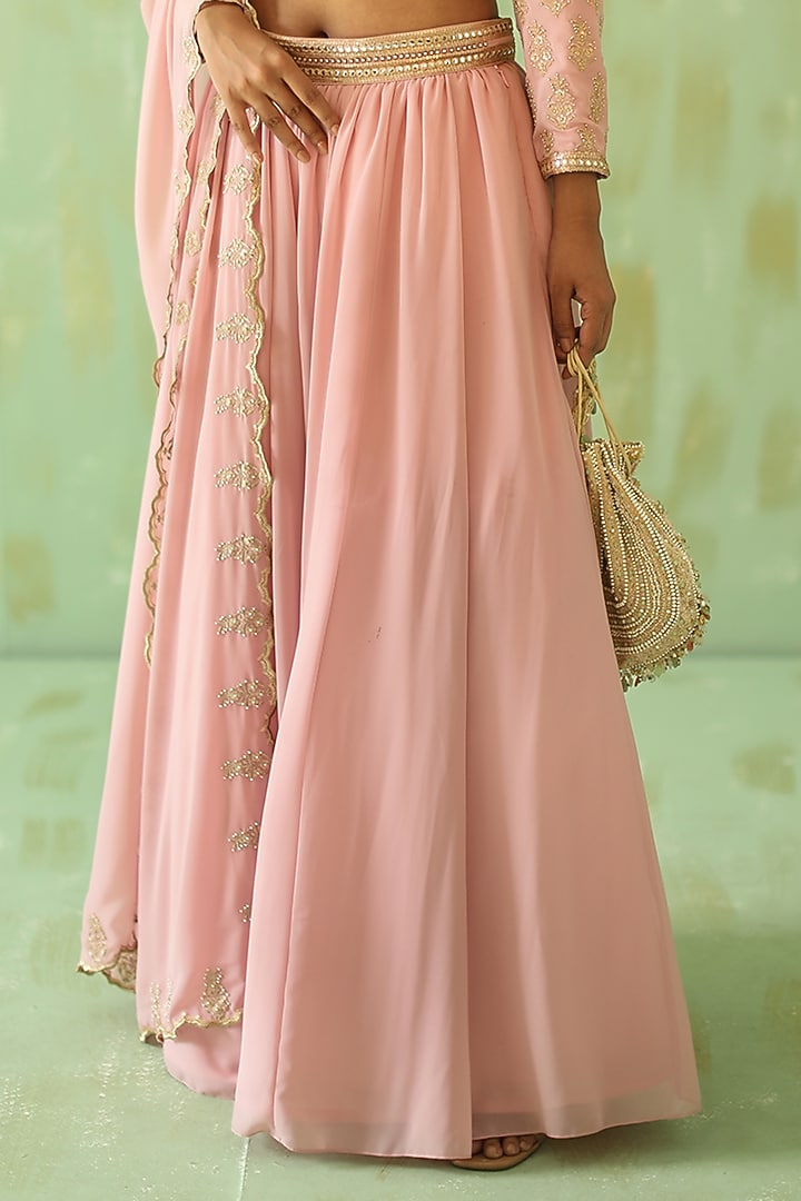 Vintage Pink Embroidered Wedding Lehenga Set by POULI at Pernia's Pop Up Shop