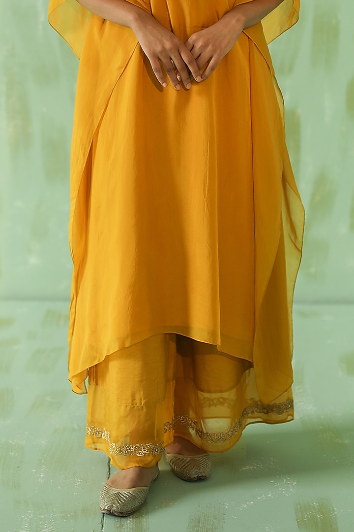 Ochre Yellow Embroidered Kaftan Set by POULI at Pernia's Pop Up Shop