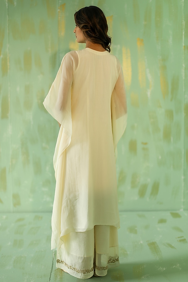 Off-White Embroidered Kaftan Set by POULI at Pernia's Pop Up Shop