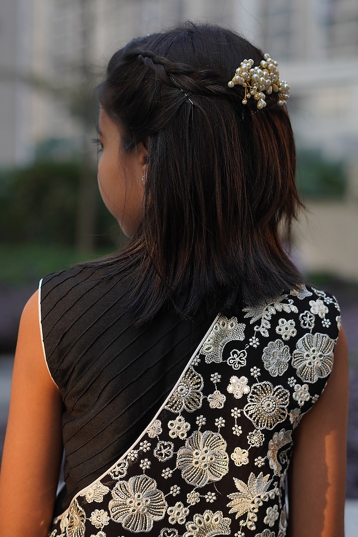 Black Organza Lehenga Set For Girls by Taber Tikri at Pernia's Pop Up Shop