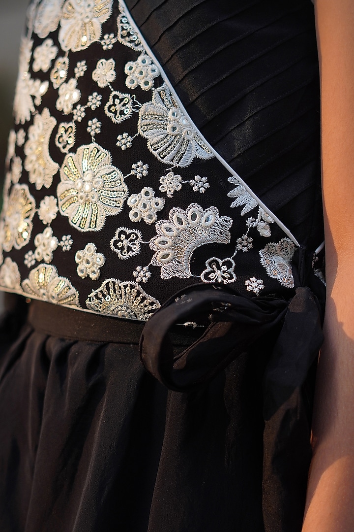 Black Organza Lehenga Set For Girls by Taber Tikri at Pernia's Pop Up Shop