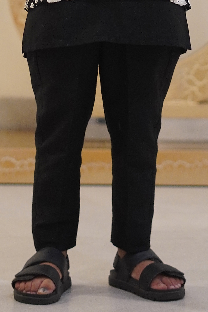 Black Cotton Silk Embroidered Jacket Set For Boys by Taber Tikri at Pernia's Pop Up Shop