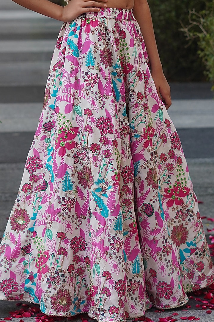 Multi-Colored Chinon Floral Printed Lehenga Set For Girls by Taber Tikri at Pernia's Pop Up Shop