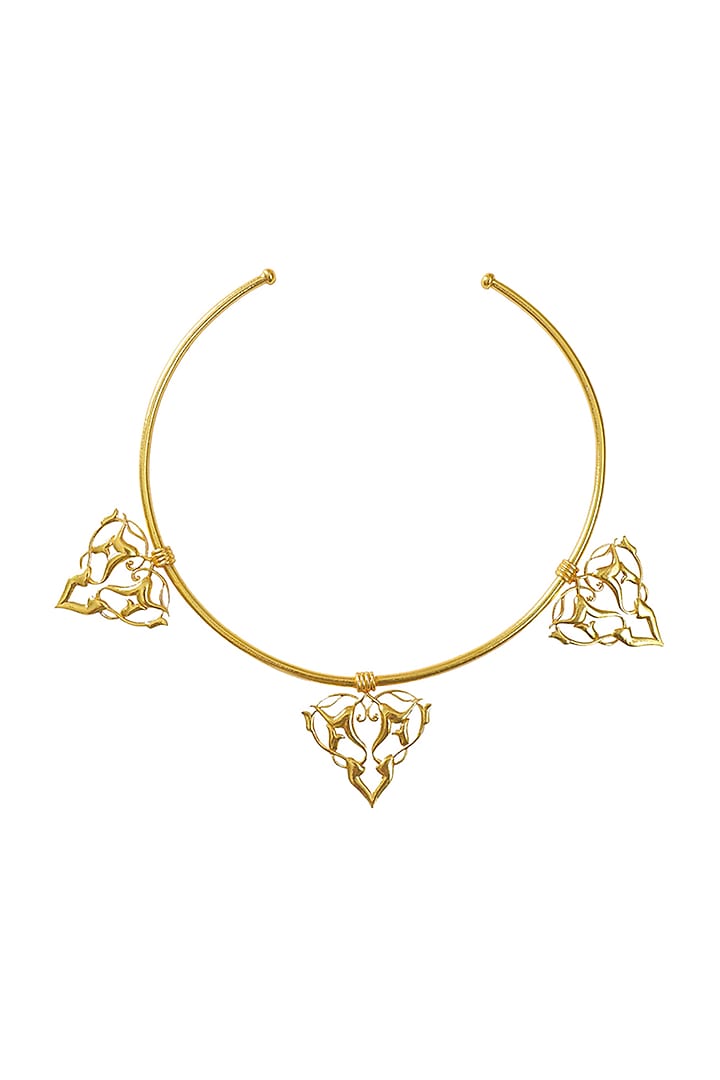 Gold Finish Reversible Meenakari Choker Necklace In 92.5 Sterling Silver by Tanvi Garg