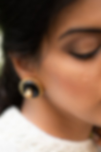 Gold Finish Elephant Black Onyx Stud Earrings In Sterling Silver by Tanvi Garg at Pernia's Pop Up Shop