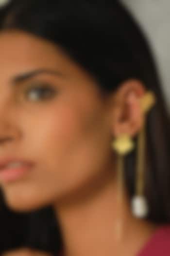 Gold Finish Chain Earrings In Sterling Silver by Tanvi Garg