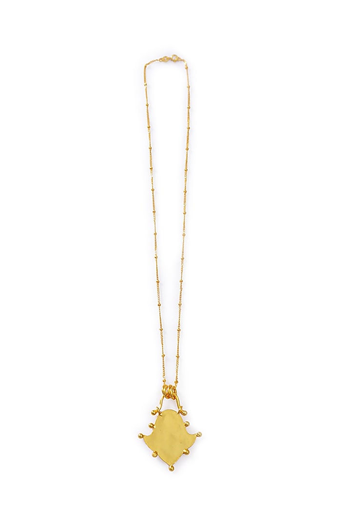 Gold Finish Pendant Necklace In Sterling Silver by Tanvi Garg