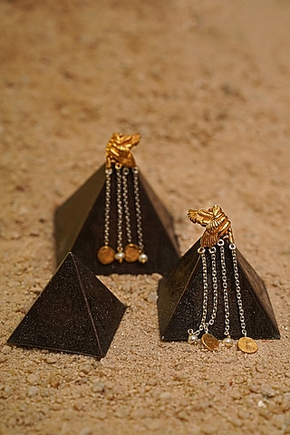Two Tone Finish Dangler Earrings In Sterling Silver by Tanvi Garg