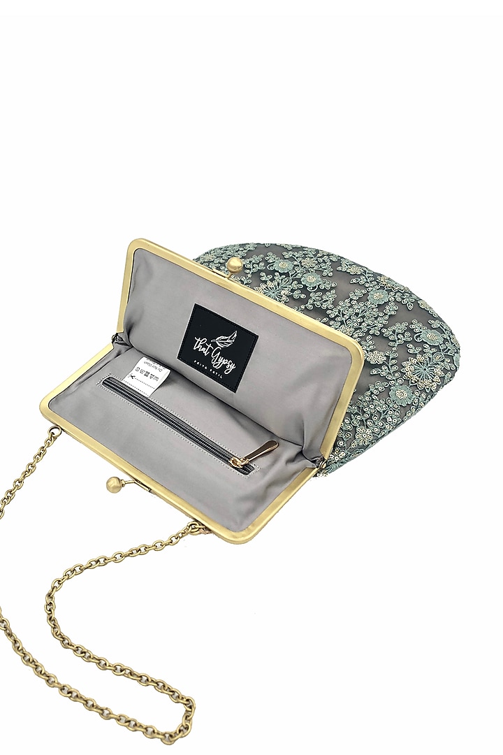 Grey Green Embroidered Purse by That Gypsy at Pernia's Pop Up Shop