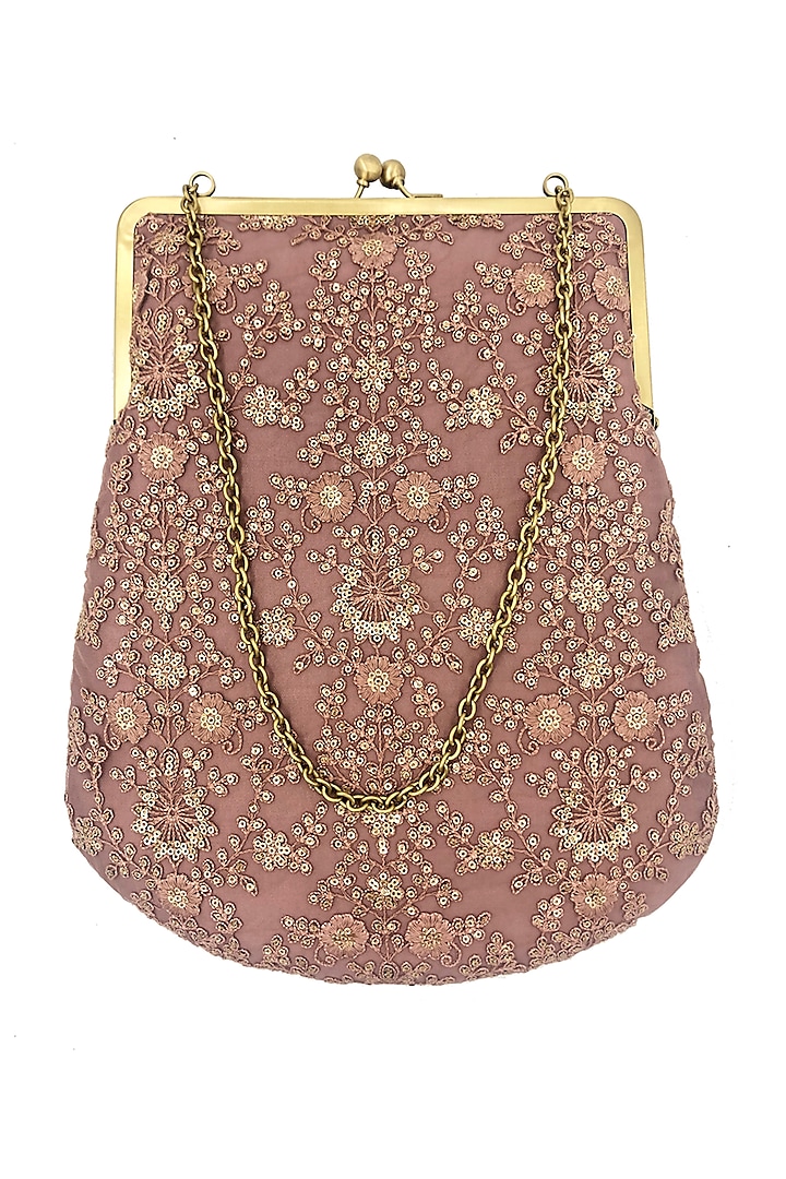 Pink Gold Sequins Embroidered Purse by That Gypsy