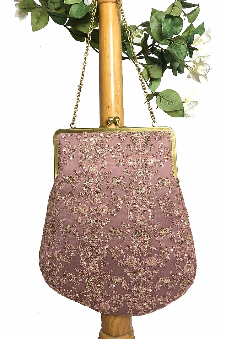Pink Gold Sequins Embroidered Purse by That Gypsy at Pernia's Pop Up Shop