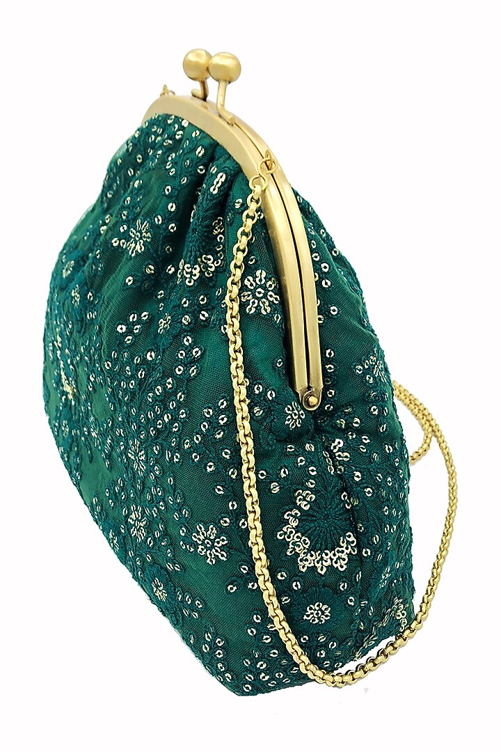 Green Embroidered Potli Purse by That Gypsy at Pernia's Pop Up Shop