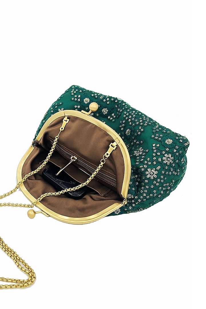 Green Embroidered Potli Purse by That Gypsy at Pernia's Pop Up Shop