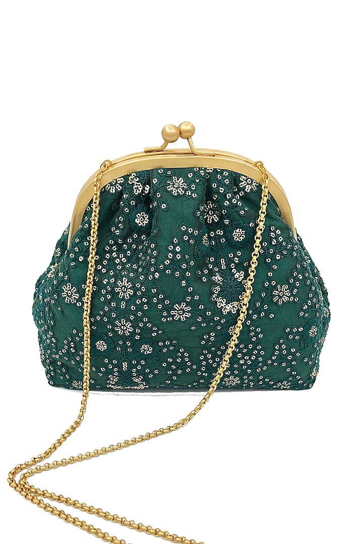 Green Embroidered Potli Purse by That Gypsy at Pernia's Pop Up Shop