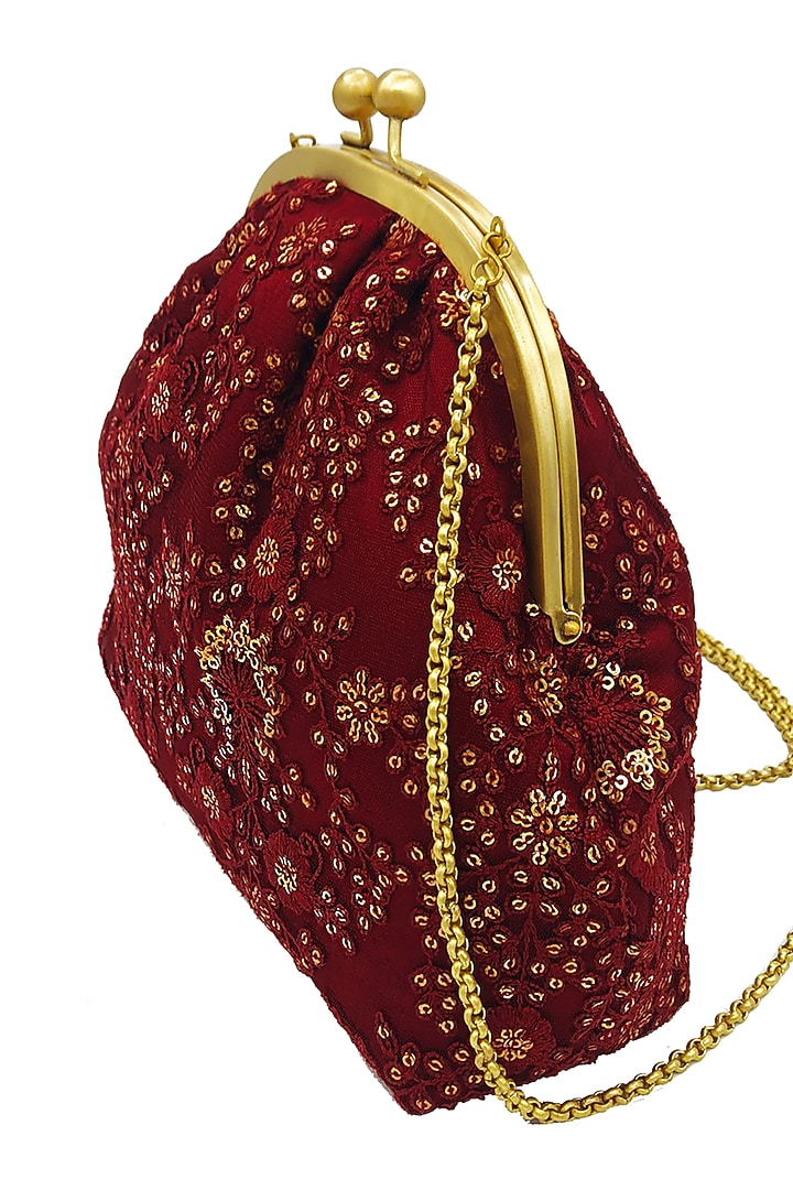 Red Embroidered Potli Purse by That Gypsy at Pernia's Pop Up Shop