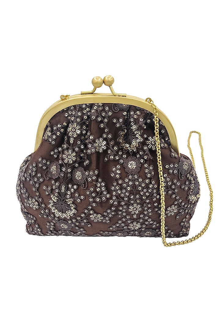 Brown Embroidered Potli Purse by That Gypsy at Pernia's Pop Up Shop