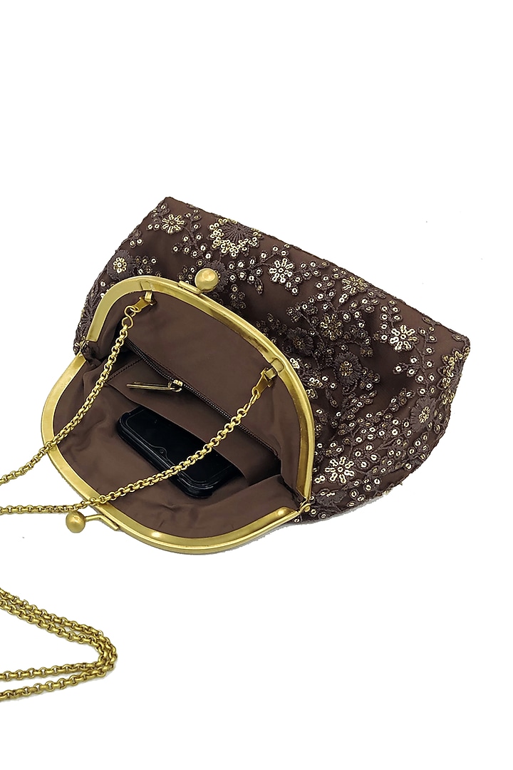 Brown Embroidered Potli Purse by That Gypsy at Pernia's Pop Up Shop