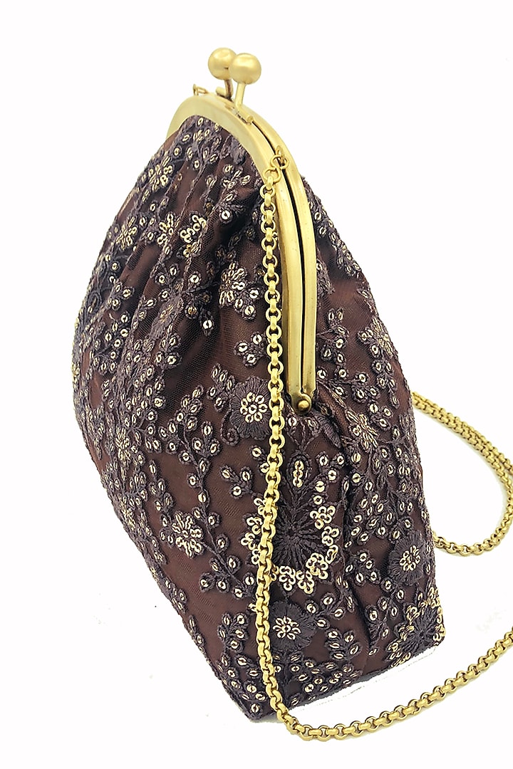 Brown Embroidered Potli Purse by That Gypsy at Pernia's Pop Up Shop