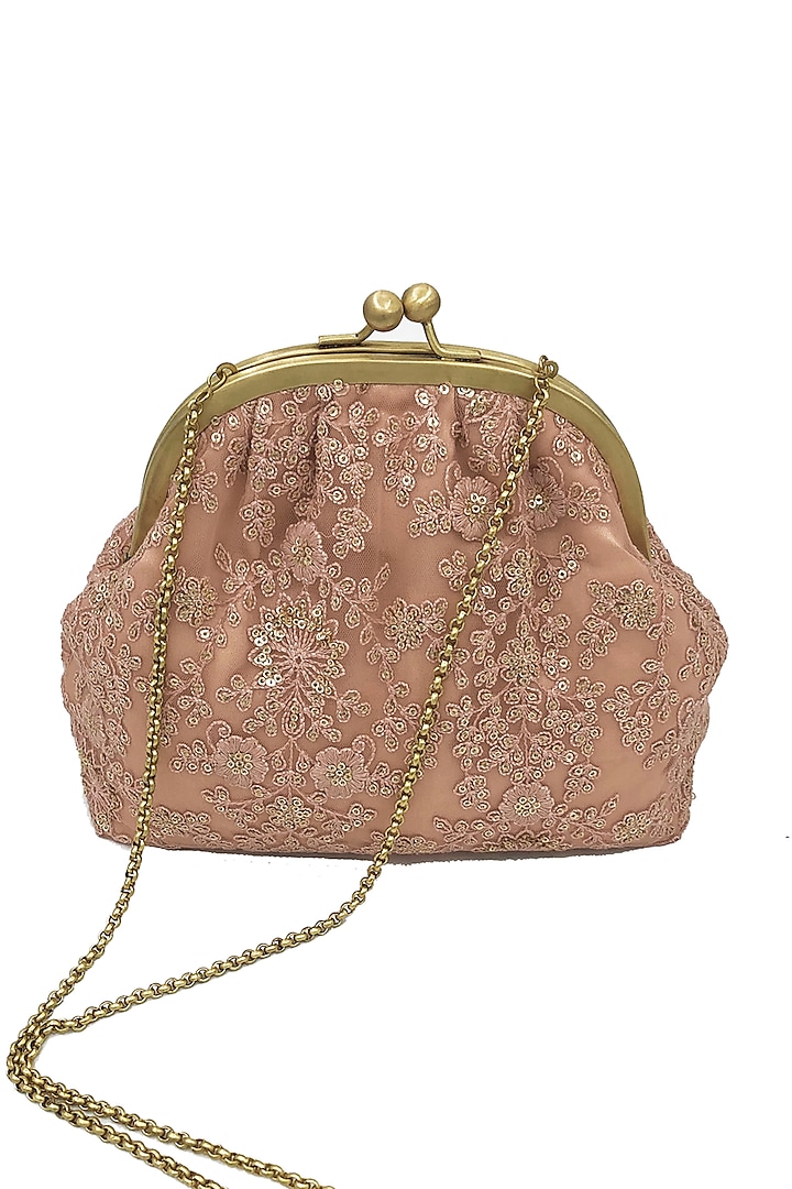 Peach Embroidered Potli Purse by That Gypsy