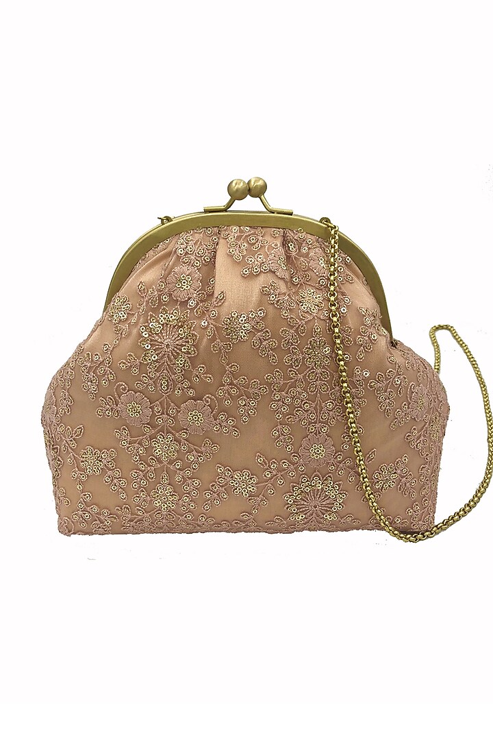 Peach Embroidered Potli Purse by That Gypsy at Pernia's Pop Up Shop