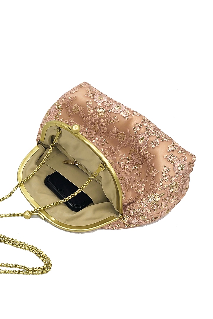 Peach Embroidered Potli Purse by That Gypsy at Pernia's Pop Up Shop