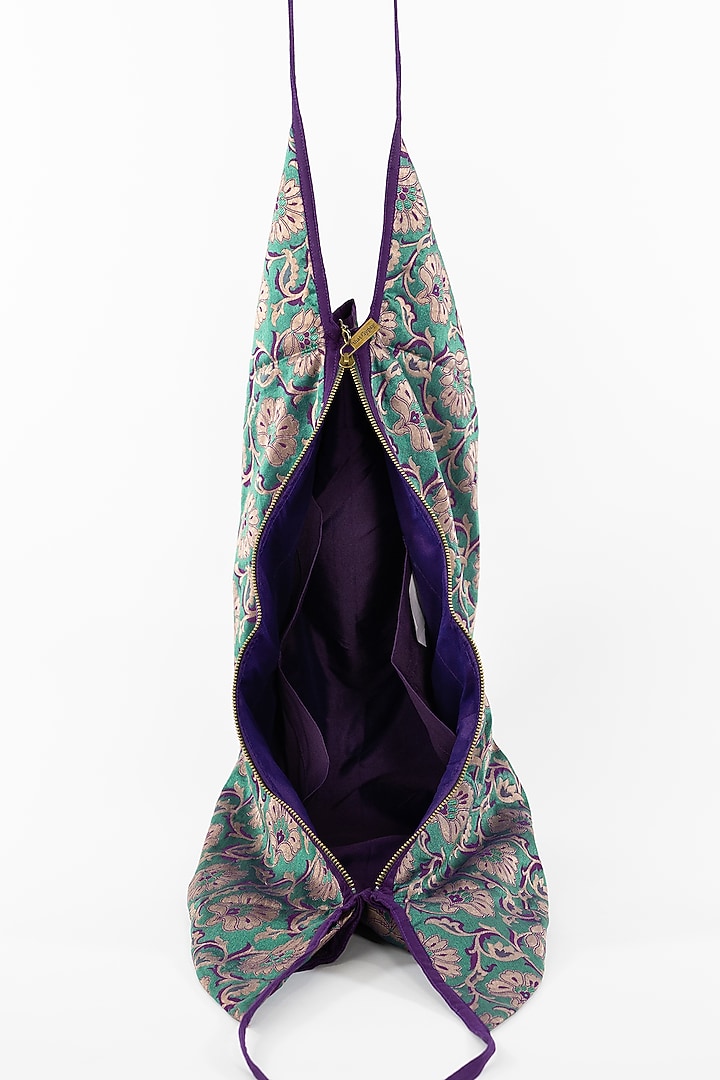 Blue Embellished Banarasi Jhola Bag by That Gypsy at Pernia's Pop Up Shop