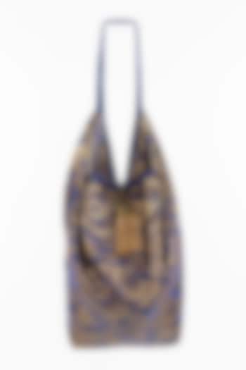 Blue Banarasi Jhola Bag With Embellishments by That Gypsy at Pernia's Pop Up Shop
