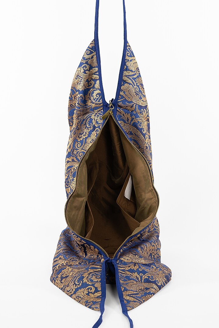 Blue Banarasi Jhola Bag With Embellishments by That Gypsy at Pernia's Pop Up Shop