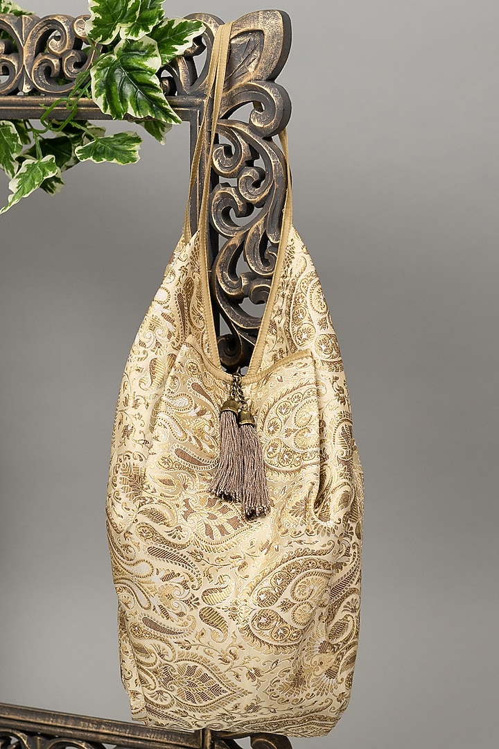 Golden Embellished Jhola Bag by That Gypsy at Pernia's Pop Up Shop