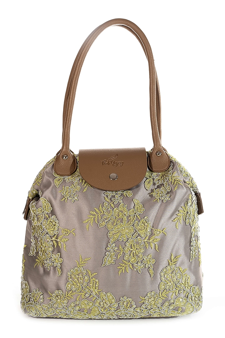 Grey Embroidered Bag by That Gypsy at Pernia's Pop Up Shop